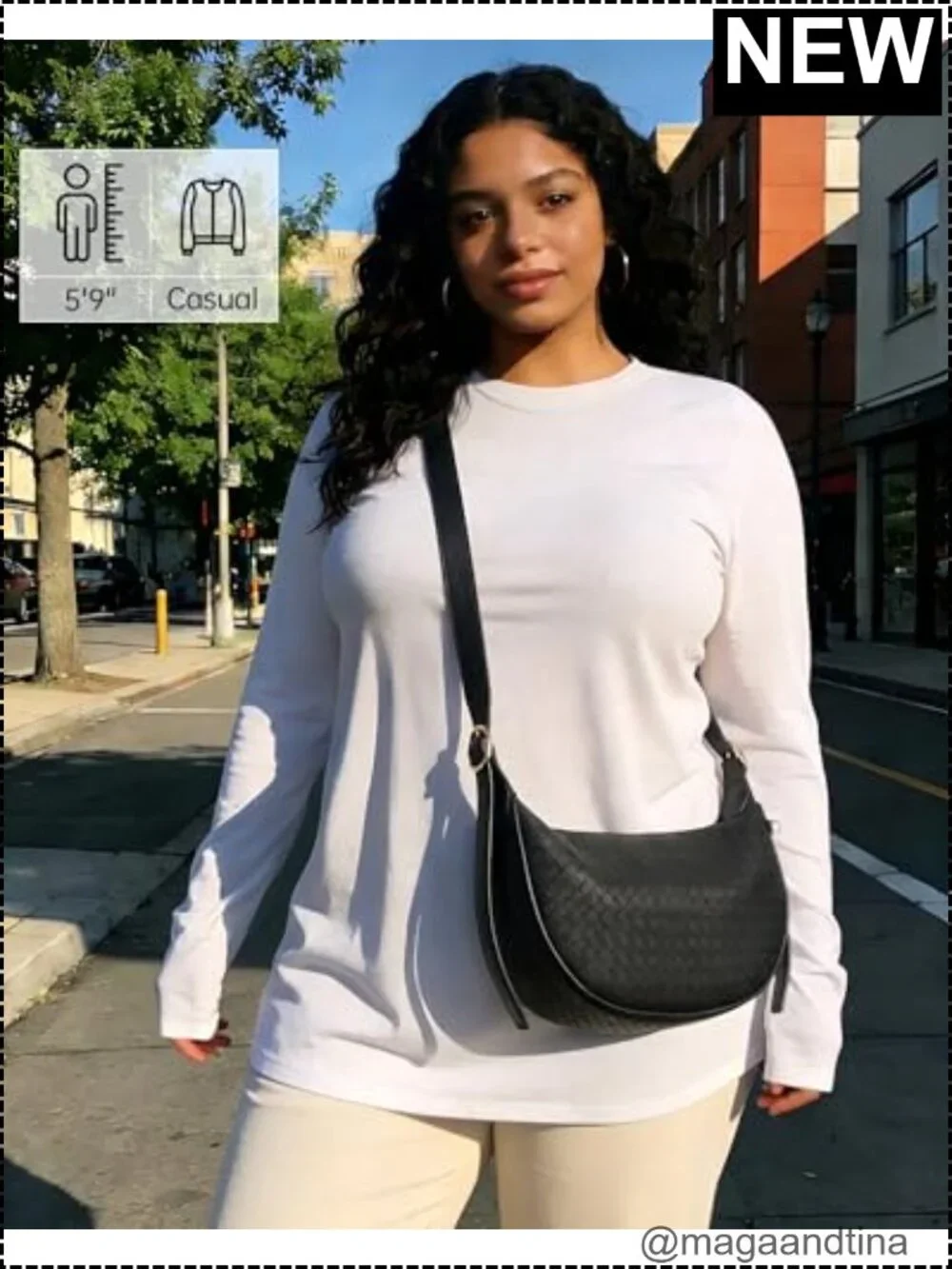 Woven Crescent Shoulder Bag 2PC Vegan Leather Hobo Crossbody Handbag